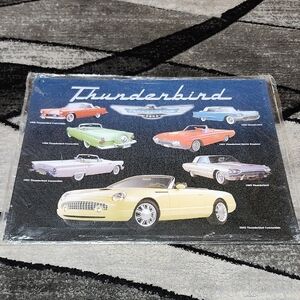VINTAGE FORD THUNDERBIRD CONVERTIBLE 1955 TO 2002 GENERATIONS PRODUCED TIN SIGN